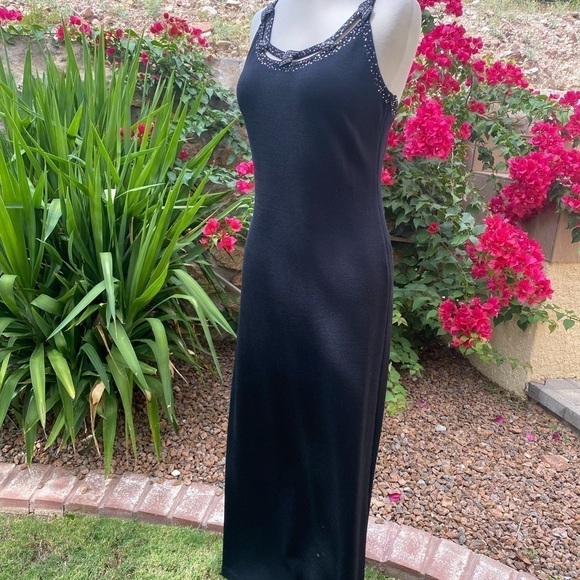 Vintage St John Evening by Marie Gray Formal Gown Knit Maxi Dress Black Sz 4 EUC - Picture 10 of 13